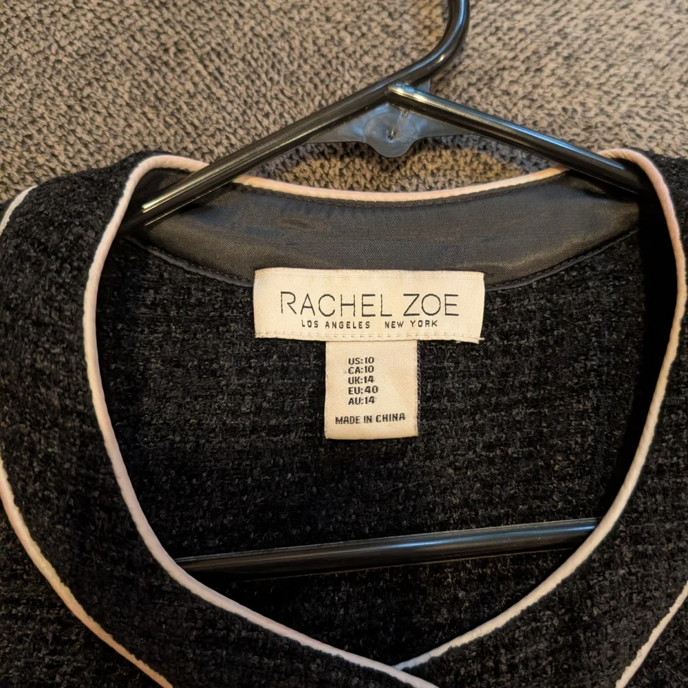 Rachel Zoe Black Textured Vest with White Piping - Picture 4 of 6